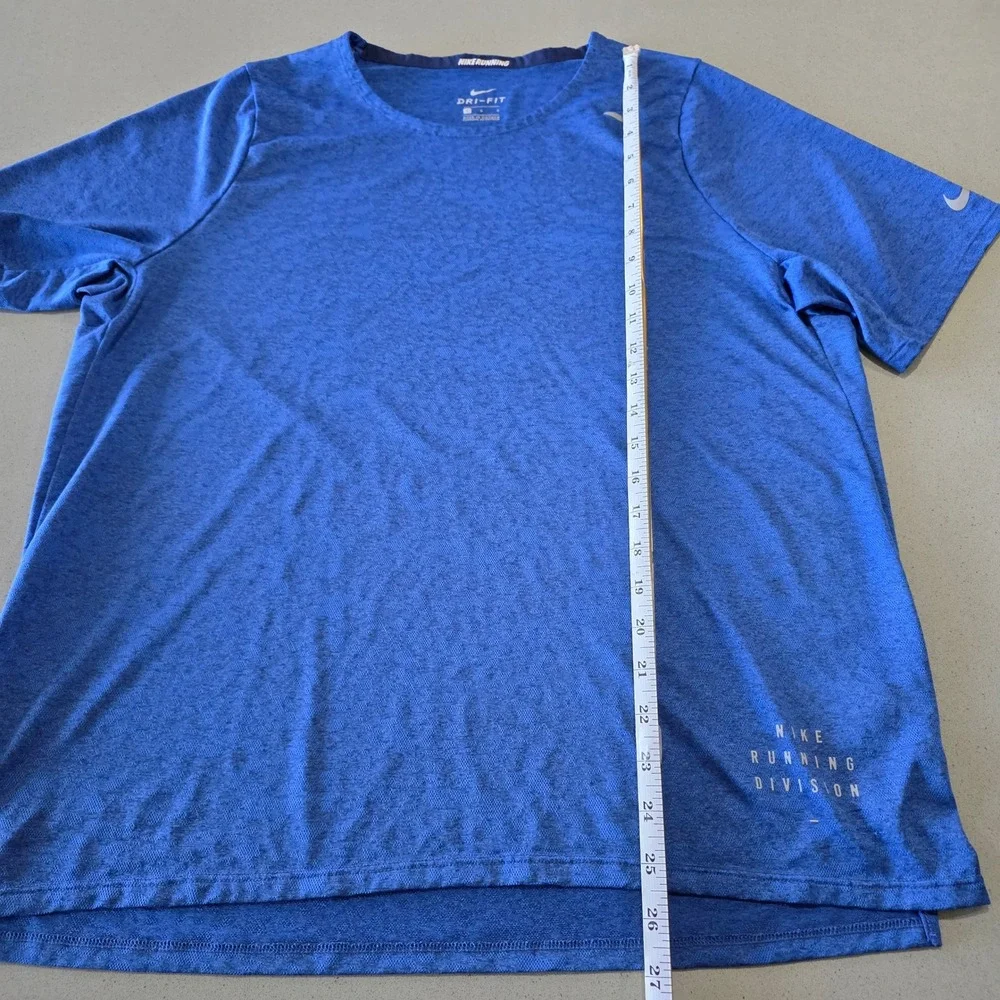 Nike Running Division‎ Dri-FIT Blue Heathered Short Sleeve T-Shirt Mens Large